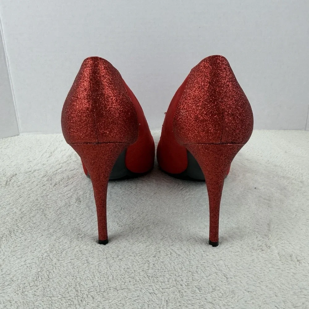 Marc Fisher Red Suede‎ Pumps Glitter Stiletto Heels Size 8.5M